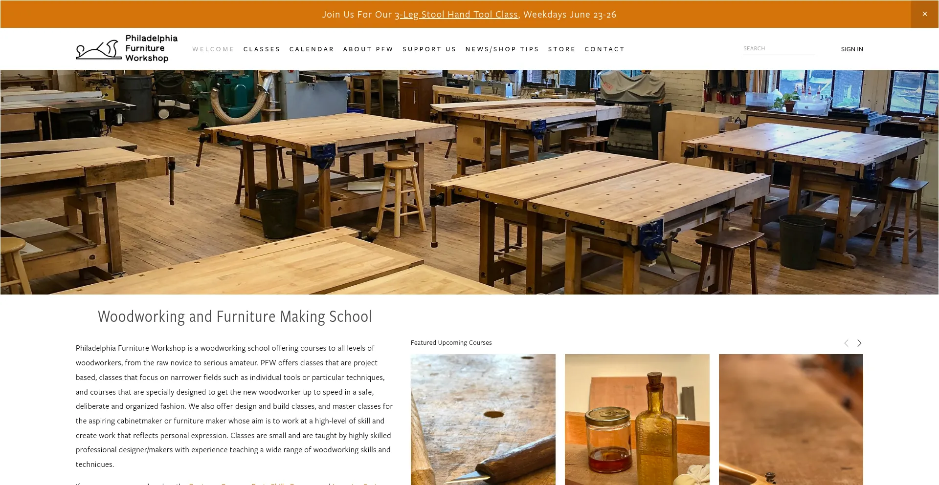 Website screenshot of Philadelphiafurnitureworkshop.com