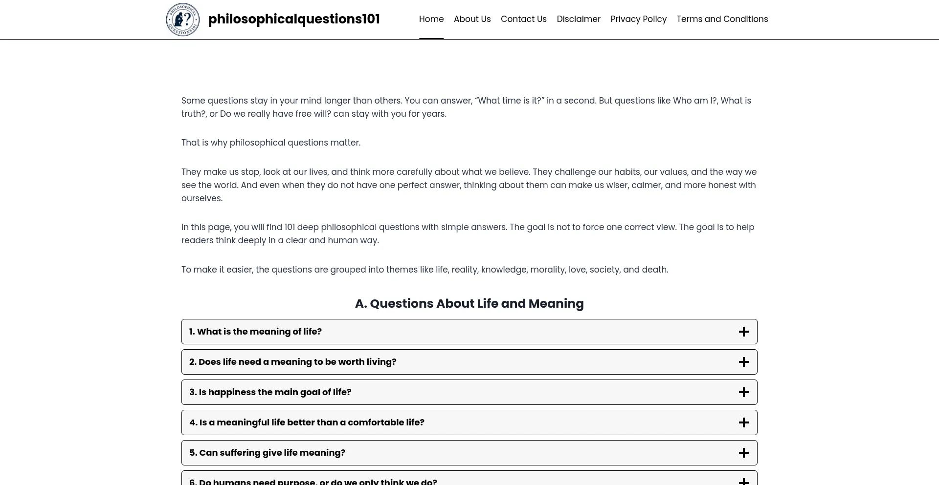 Philosophicalquestions101.com