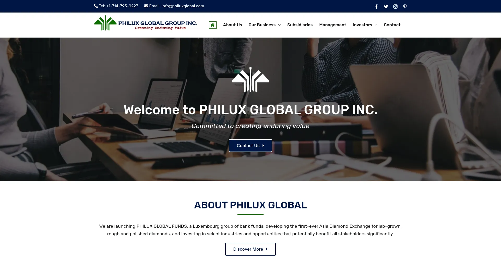Website screenshot of Philuxglobal.com