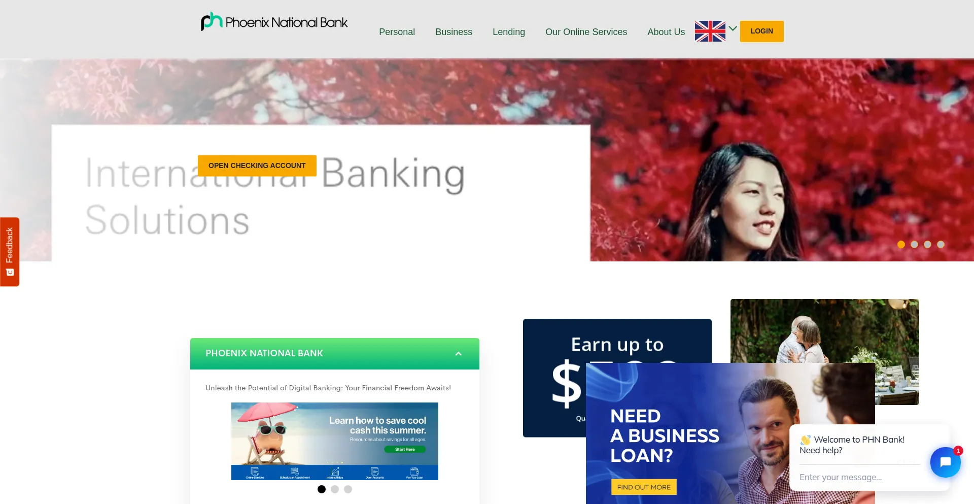 Website screenshot of Phnbank.com