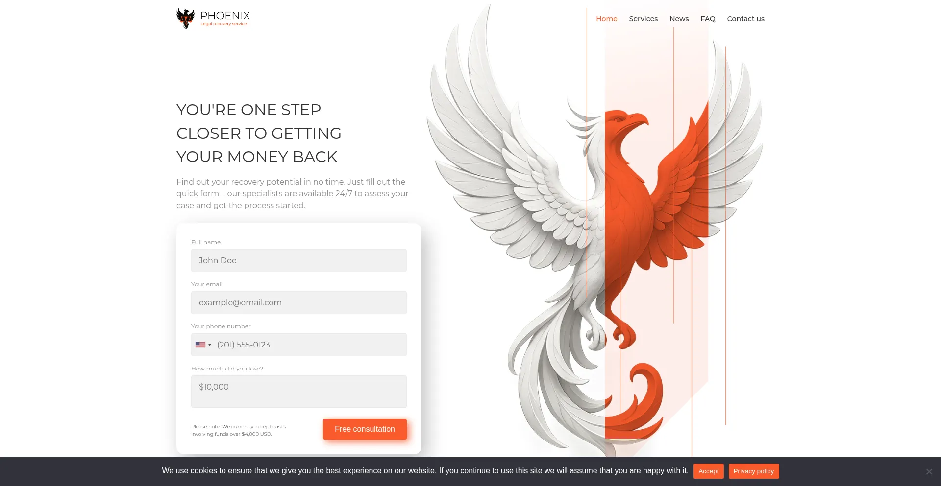 Website screenshot of Phoenixfund.ltd
