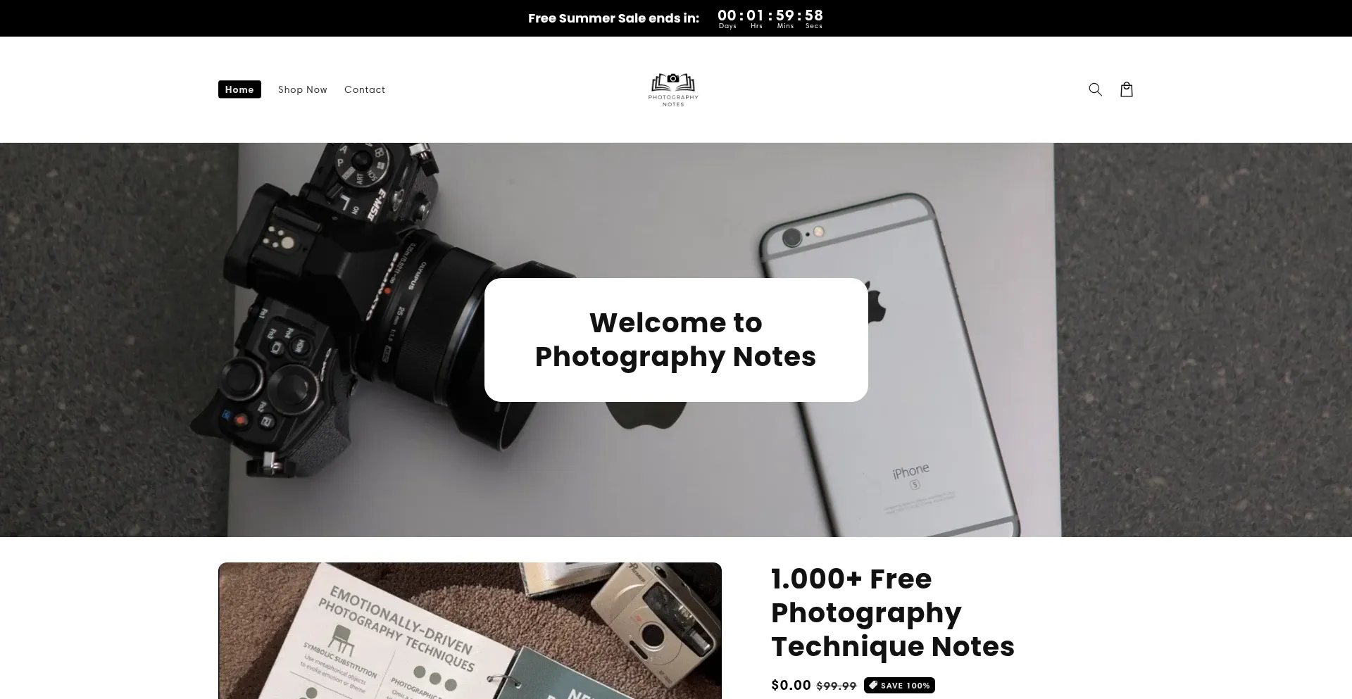 Website screenshot of Photography-notes.com