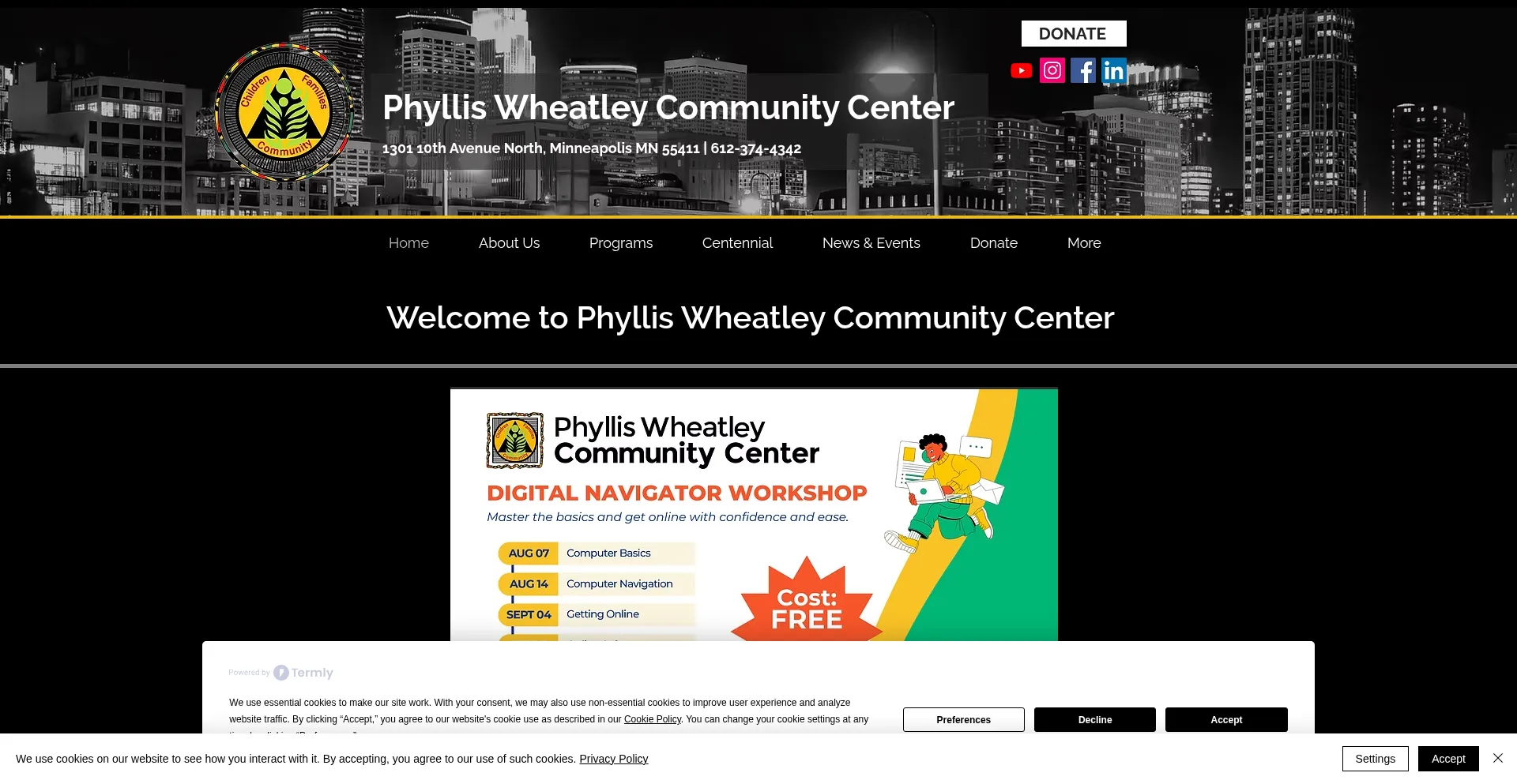 Website screenshot of Phylliswheatley.org