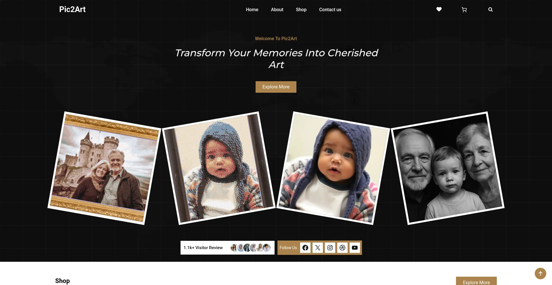 Website screenshot of Pic2art.co.uk