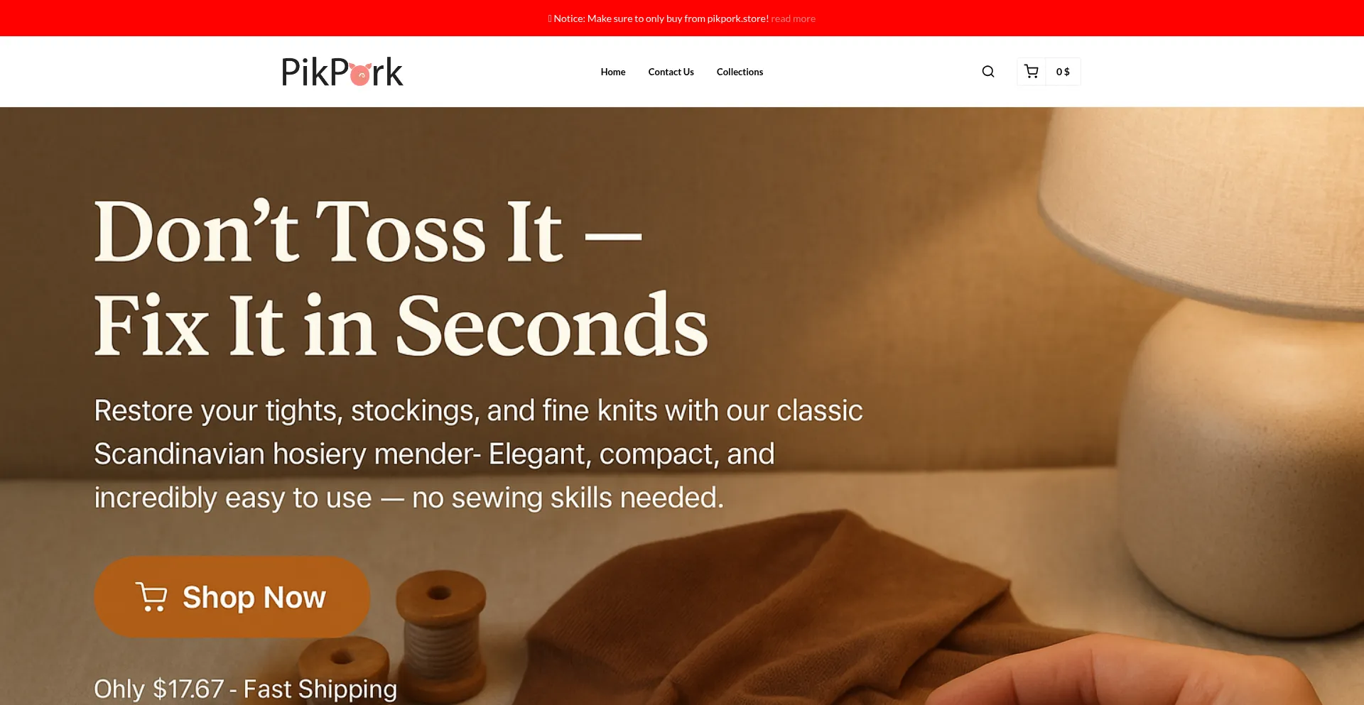 Website screenshot of Pikpork.store