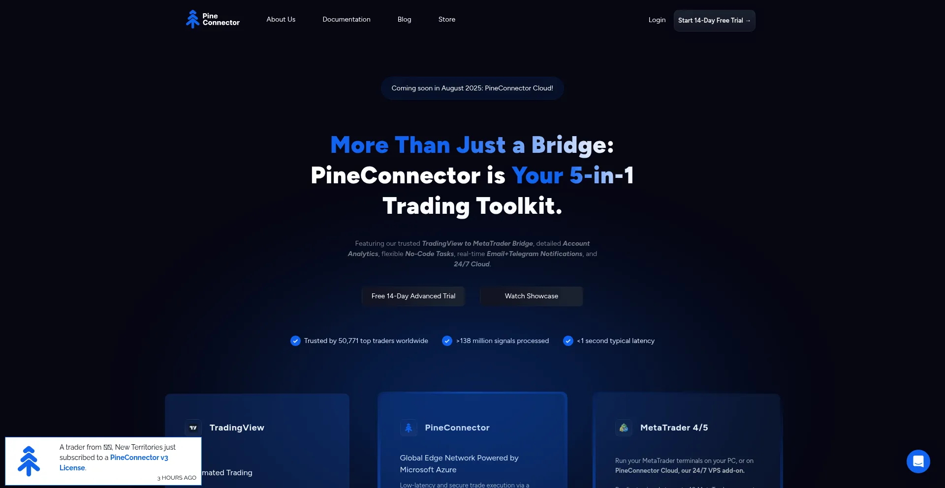 Website screenshot of Pineconnector.com
