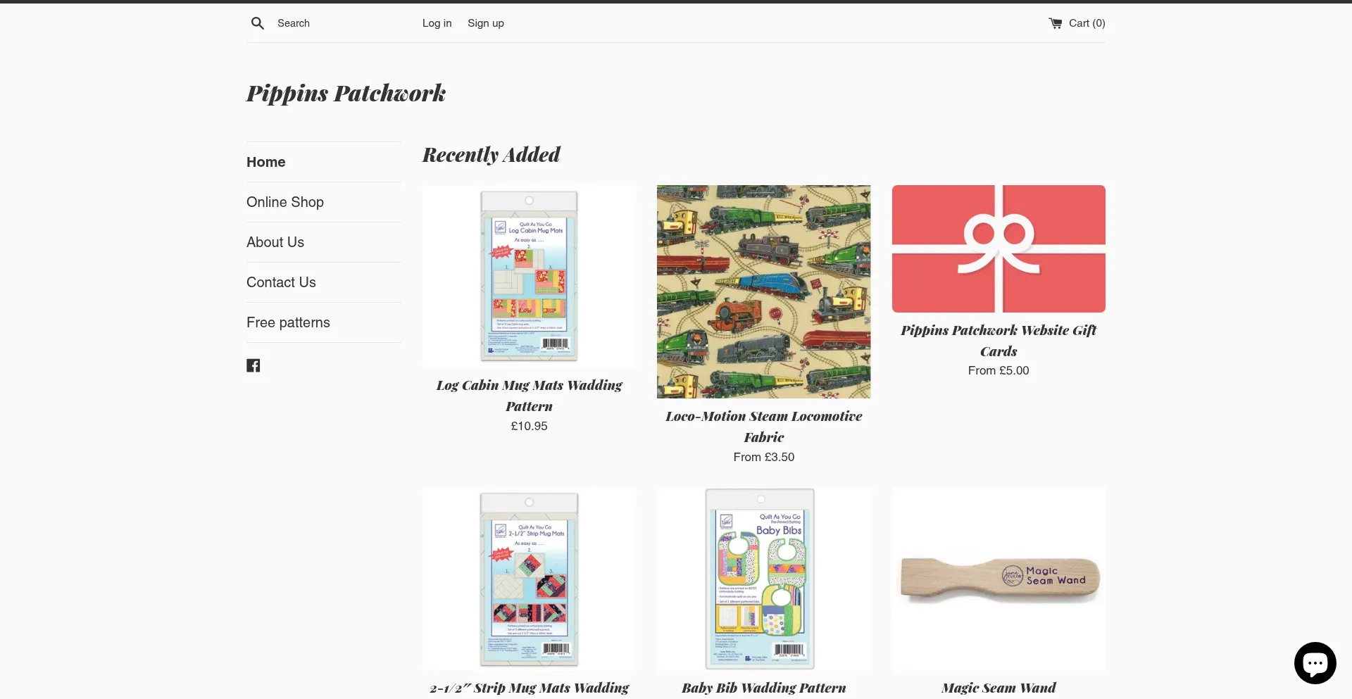 Website screenshot of Pippinspatchwork.com