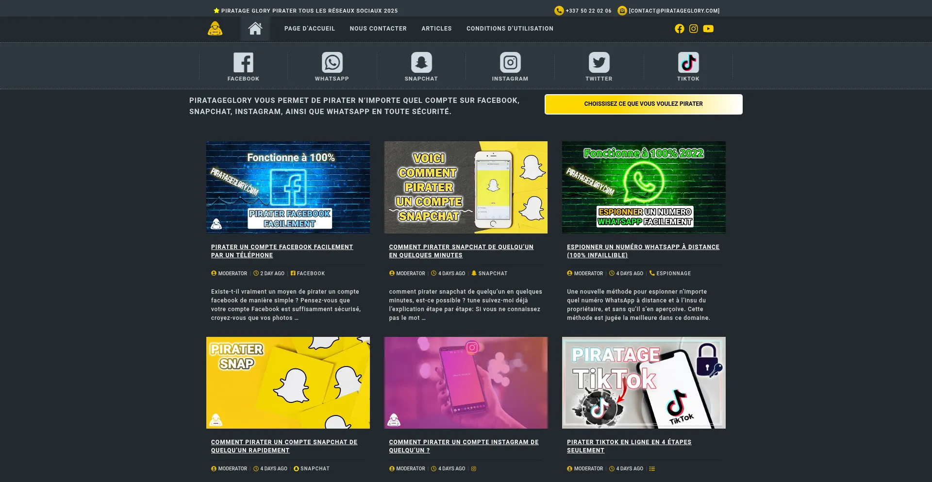 Website screenshot of Piratageglory.com