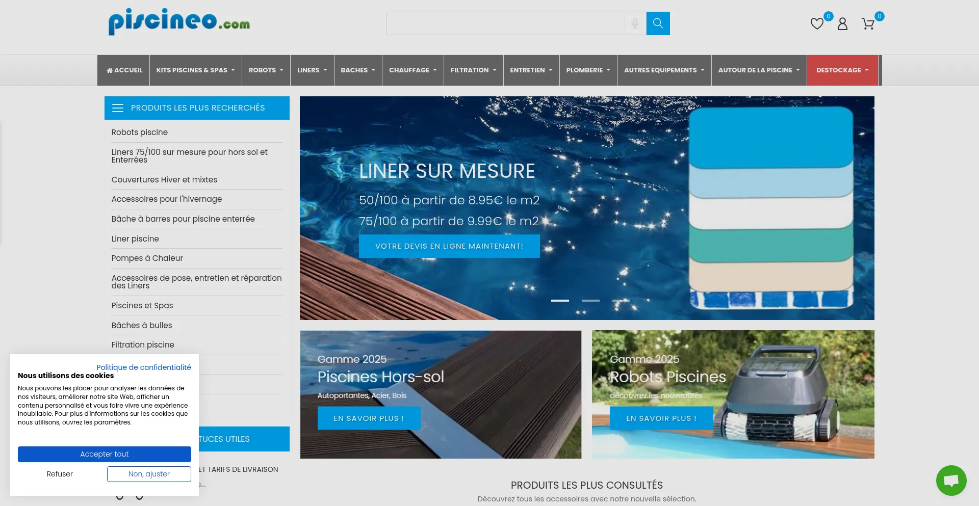 Website screenshot of Piscineo.com