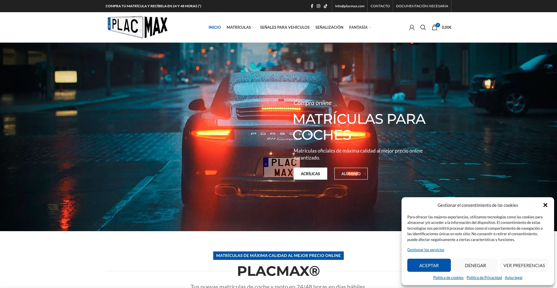 Website screenshot of Placmax.com