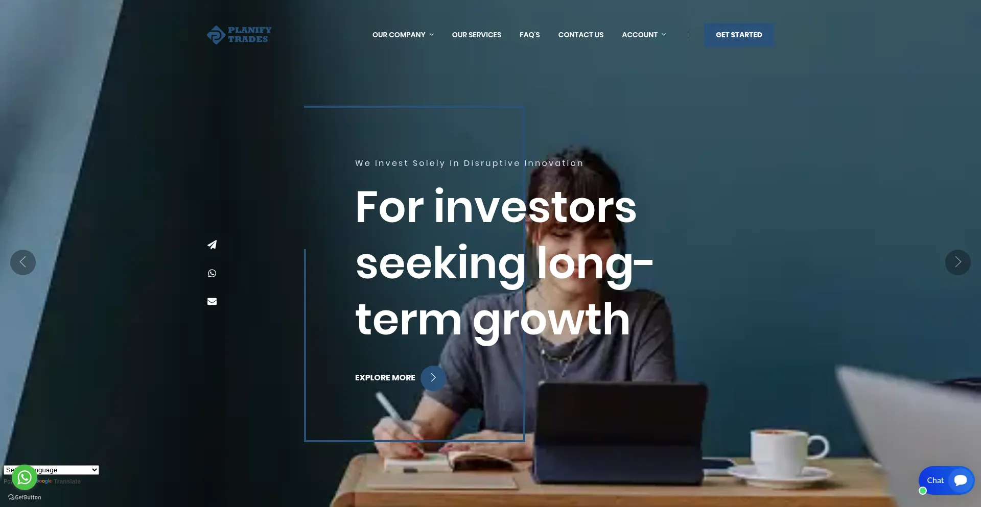 Website screenshot of Planifytrades.com