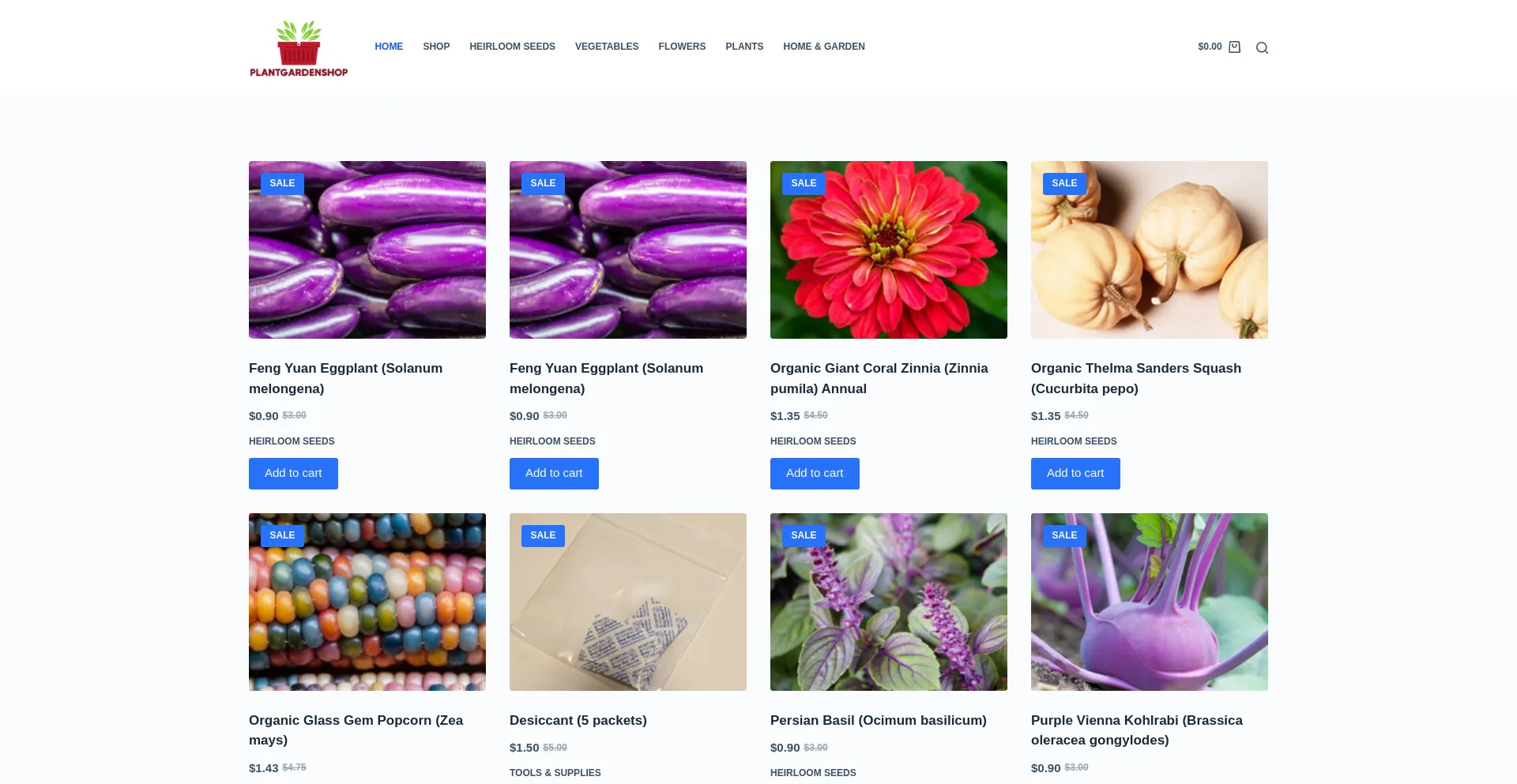 Website screenshot of Plantgardenshop.com