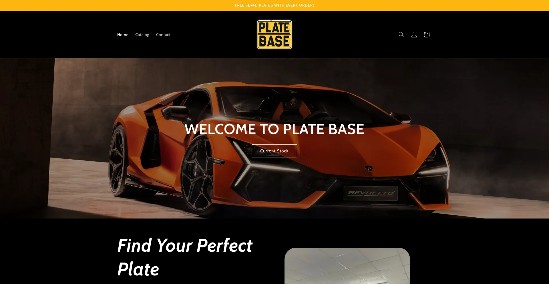 Website screenshot of Platebase.store