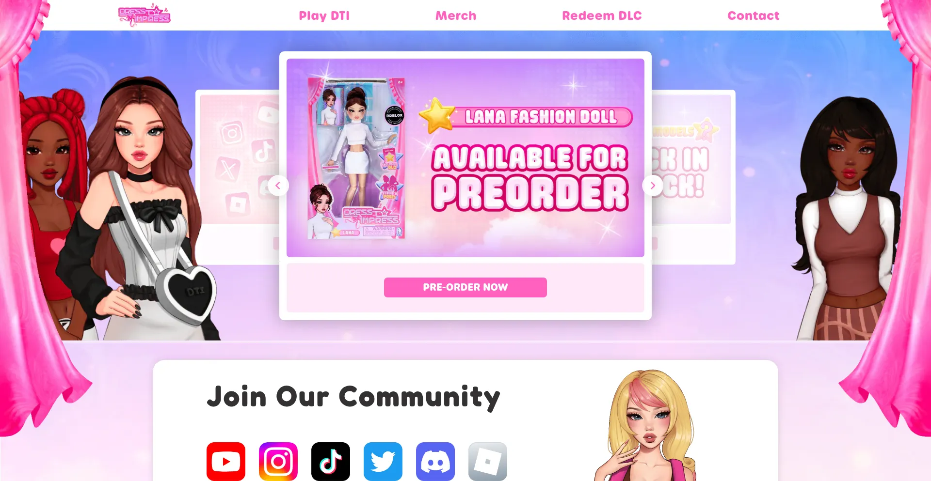 Website screenshot of Playdresstoimpress.com