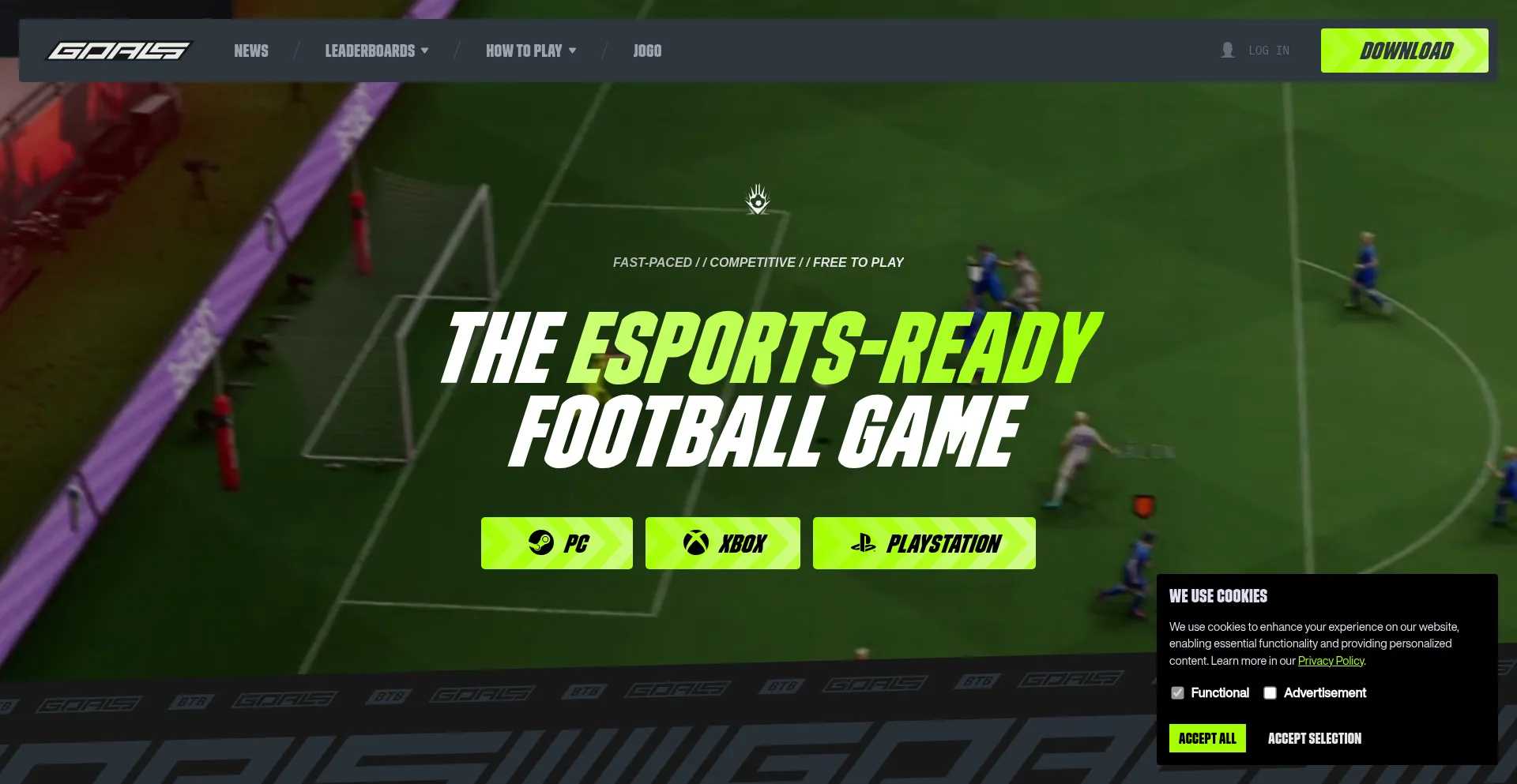 Website screenshot of Playgoals.com