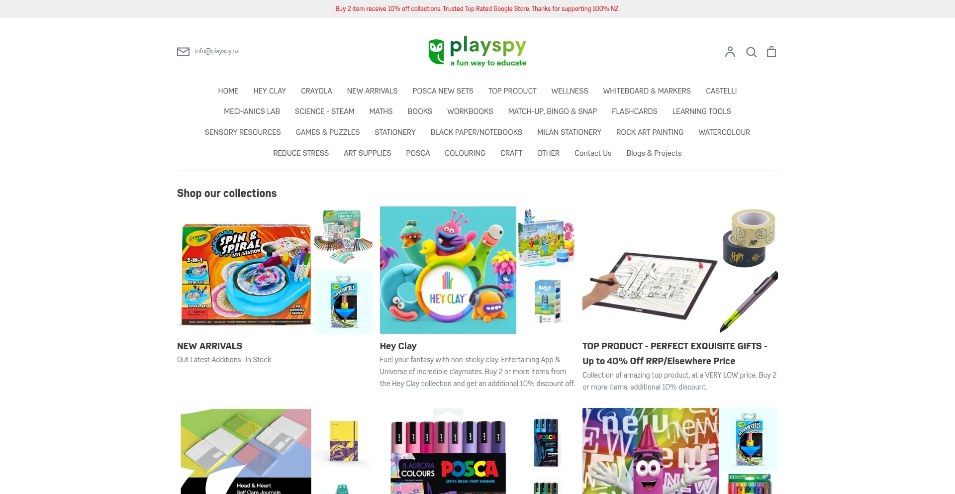 Website screenshot of Playspy.co.nz