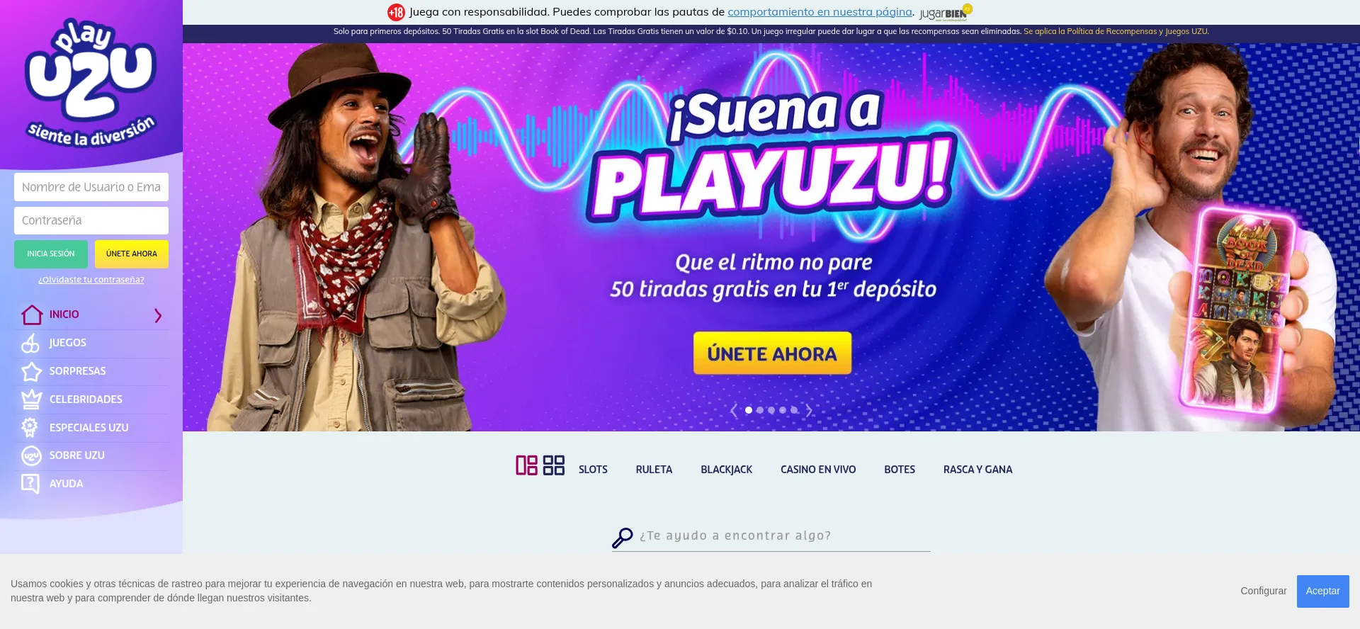Website screenshot of Playuzu.es