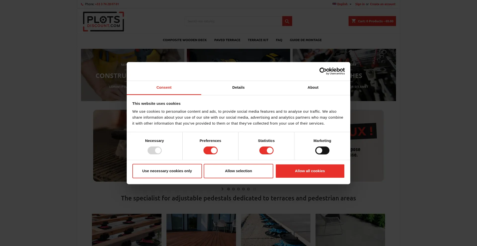 Website screenshot of Plots-discount.com
