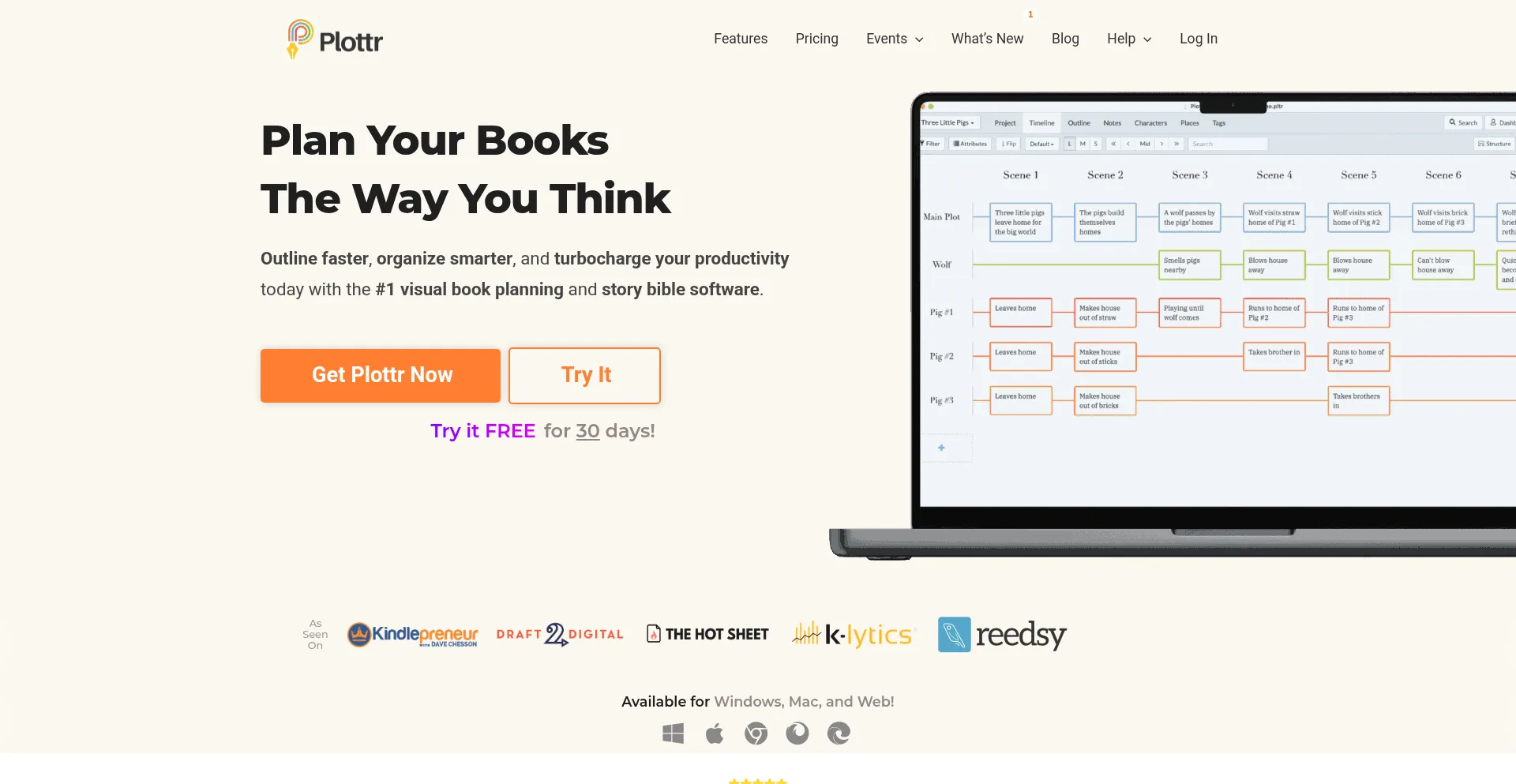 Website screenshot of Plottr.com
