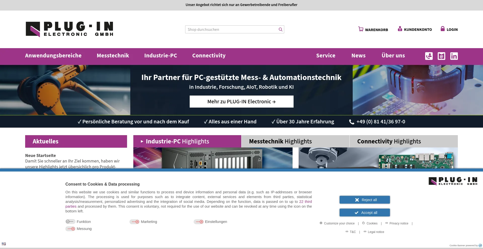 Website screenshot of Plug-in.de