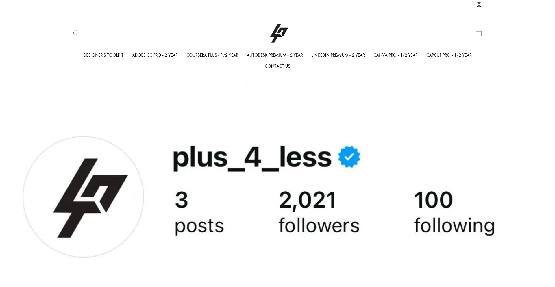 Website screenshot of Plus4less.com