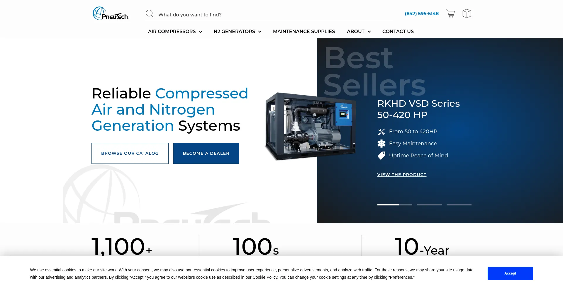Website screenshot of Pneutech.com