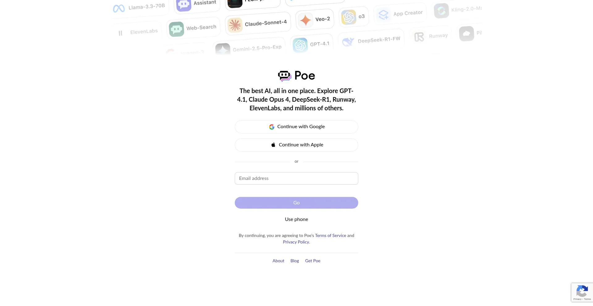 Website screenshot of Poe.com