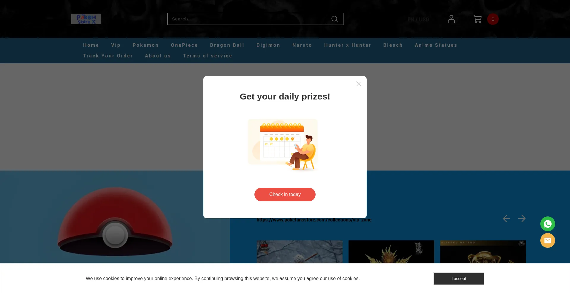 Website screenshot of Pokefansstore.com