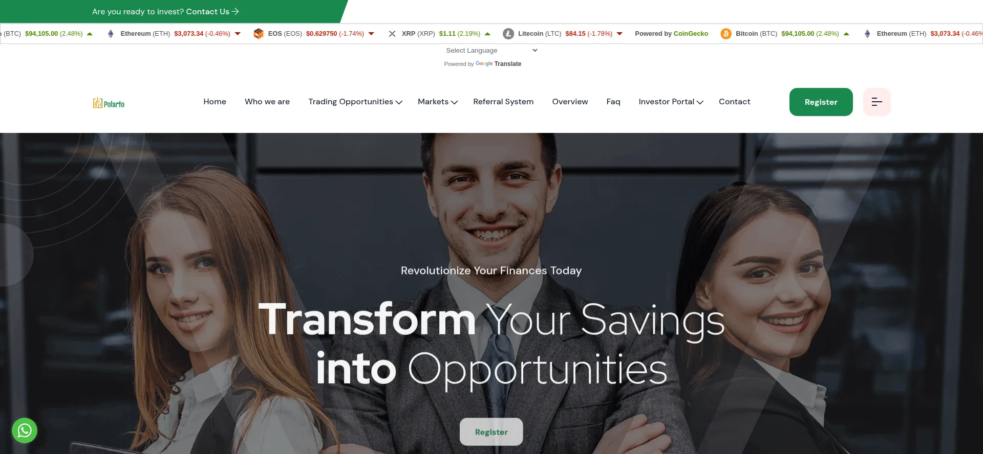 Website screenshot of Polarto.com