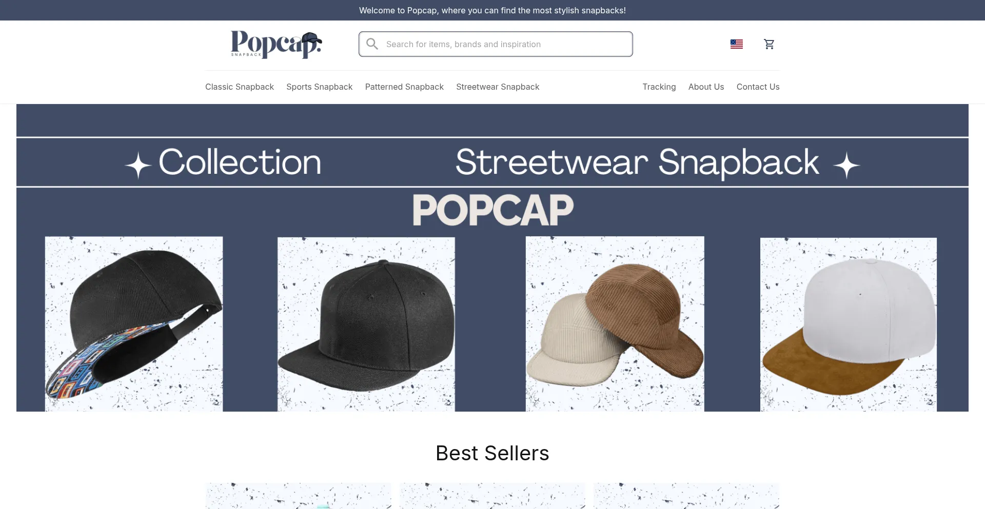 Website screenshot of Popcap.store