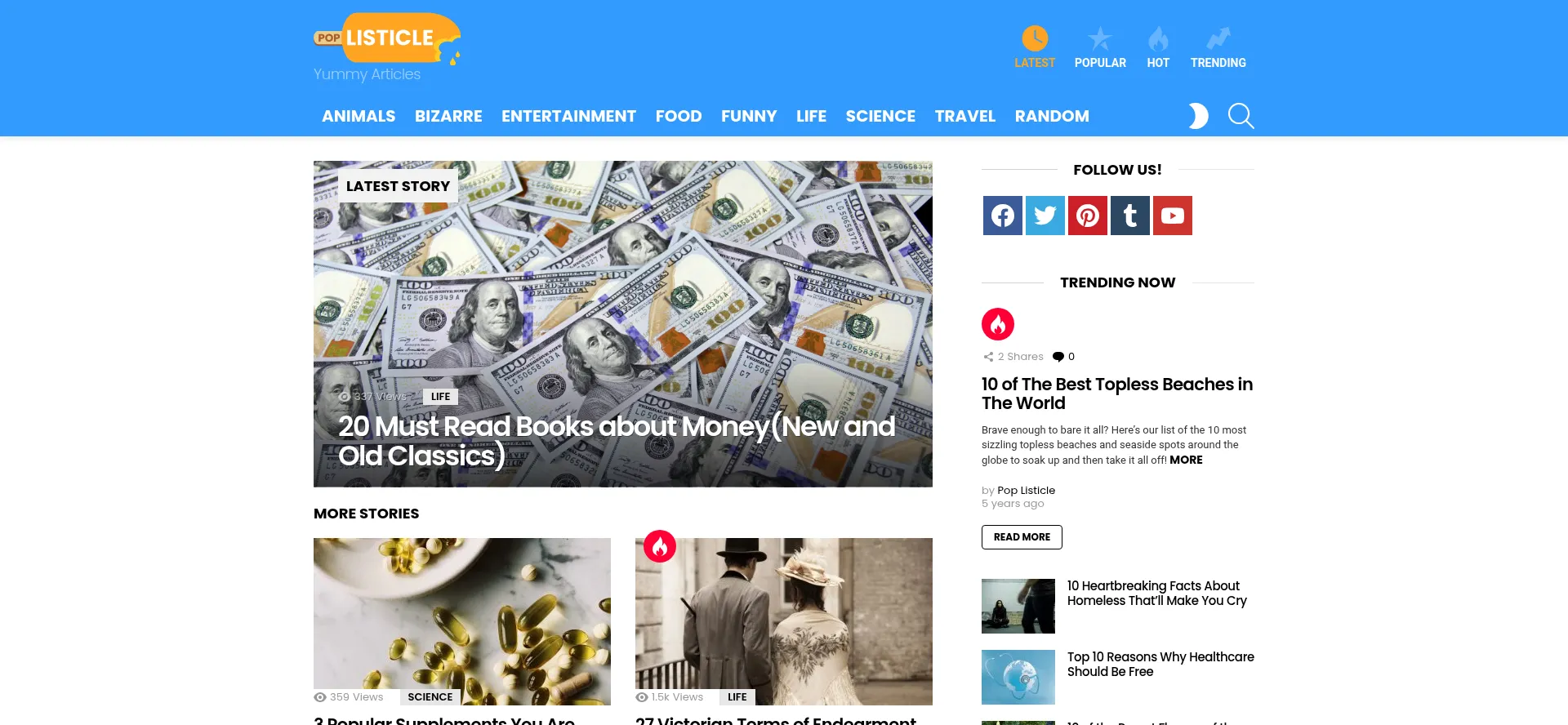 Website screenshot of Poplisticle.com