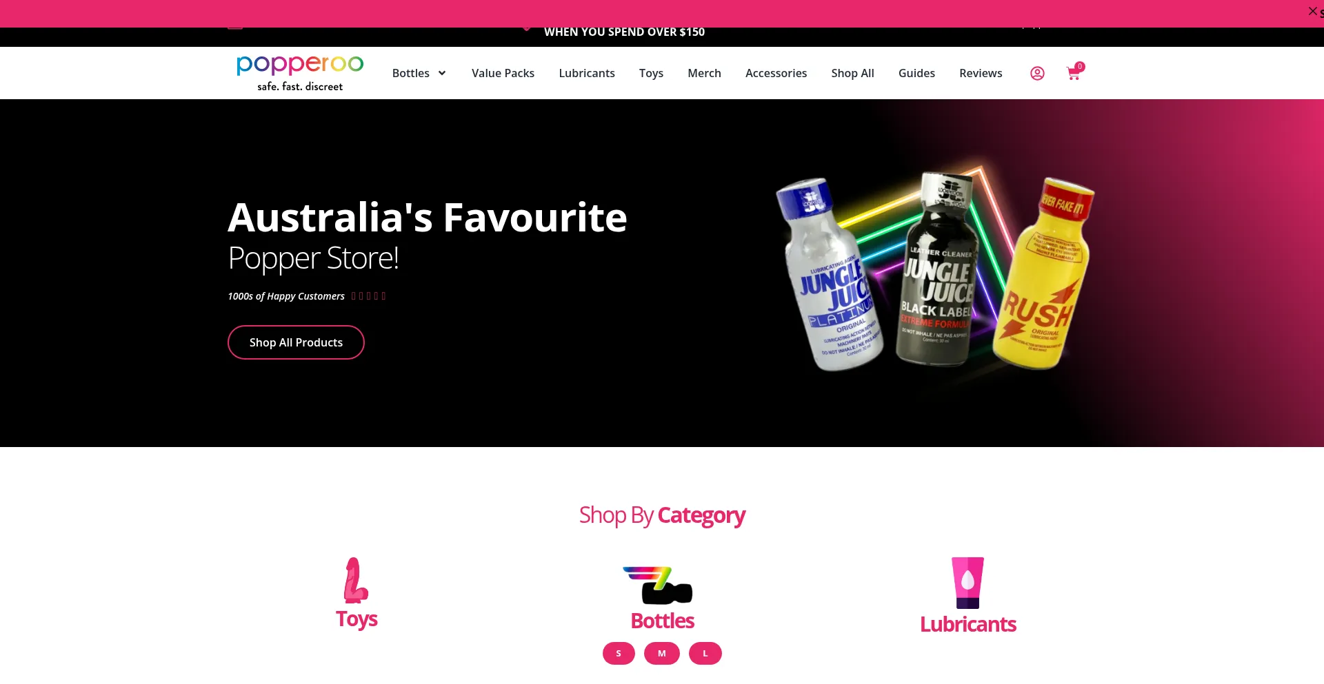 Website screenshot of Popperoo.com.au