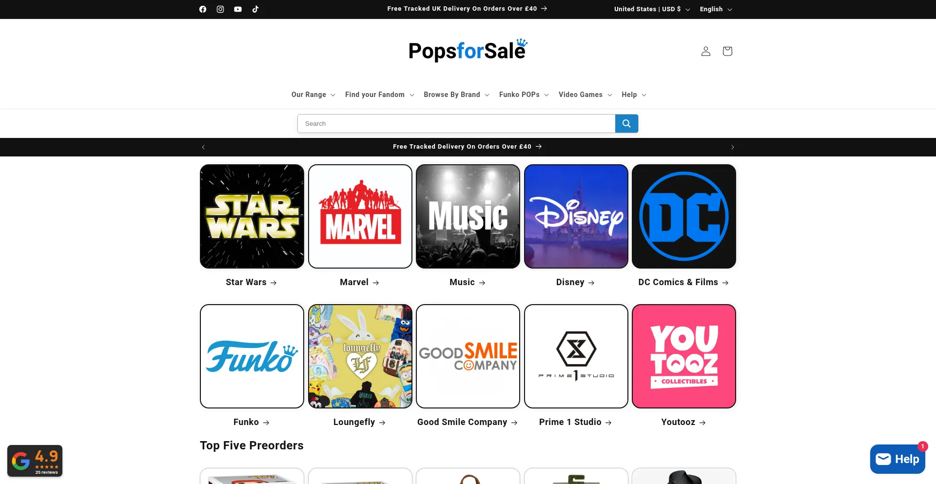 Website screenshot of Popsforsale.co.uk