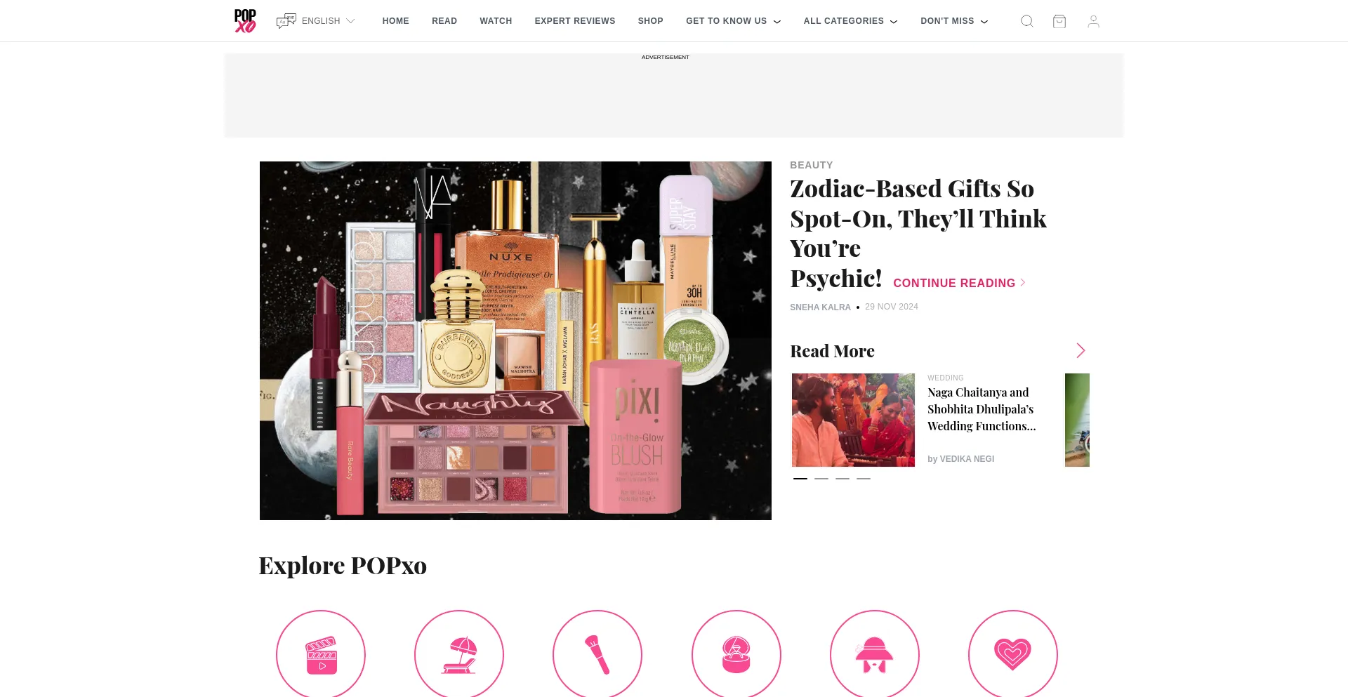 Website screenshot of Popxo.com