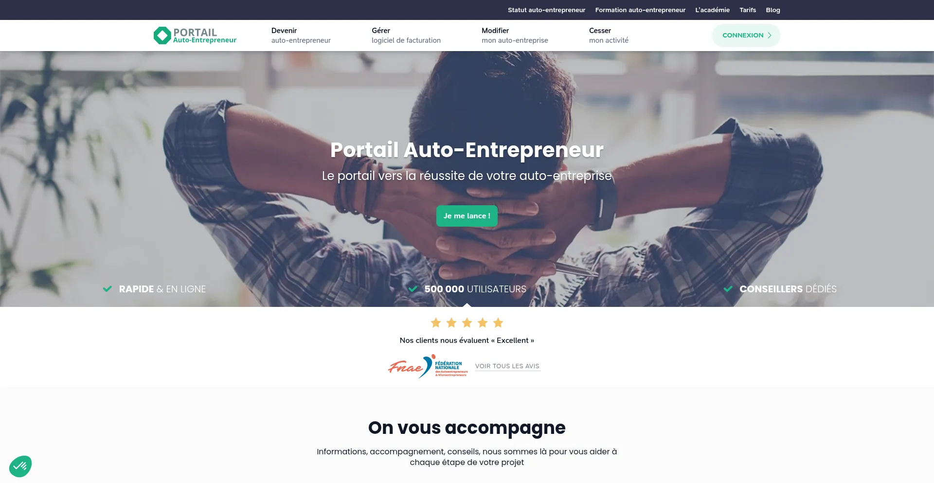 Website screenshot of Portail-autoentrepreneur.fr