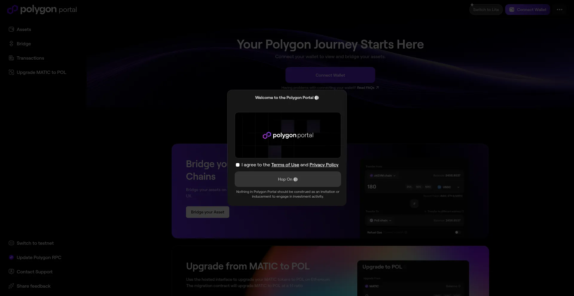 Website screenshot of Portal.polygon.technology