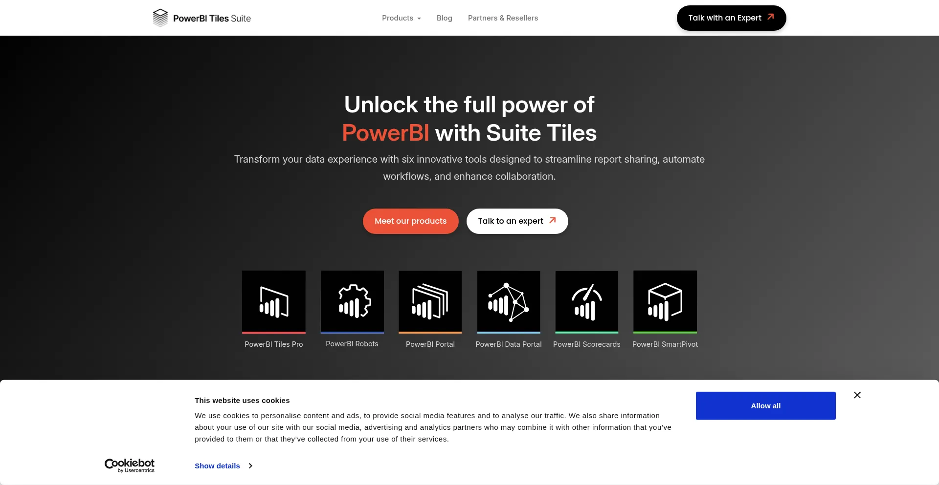 Website screenshot of Powerbitiles.com
