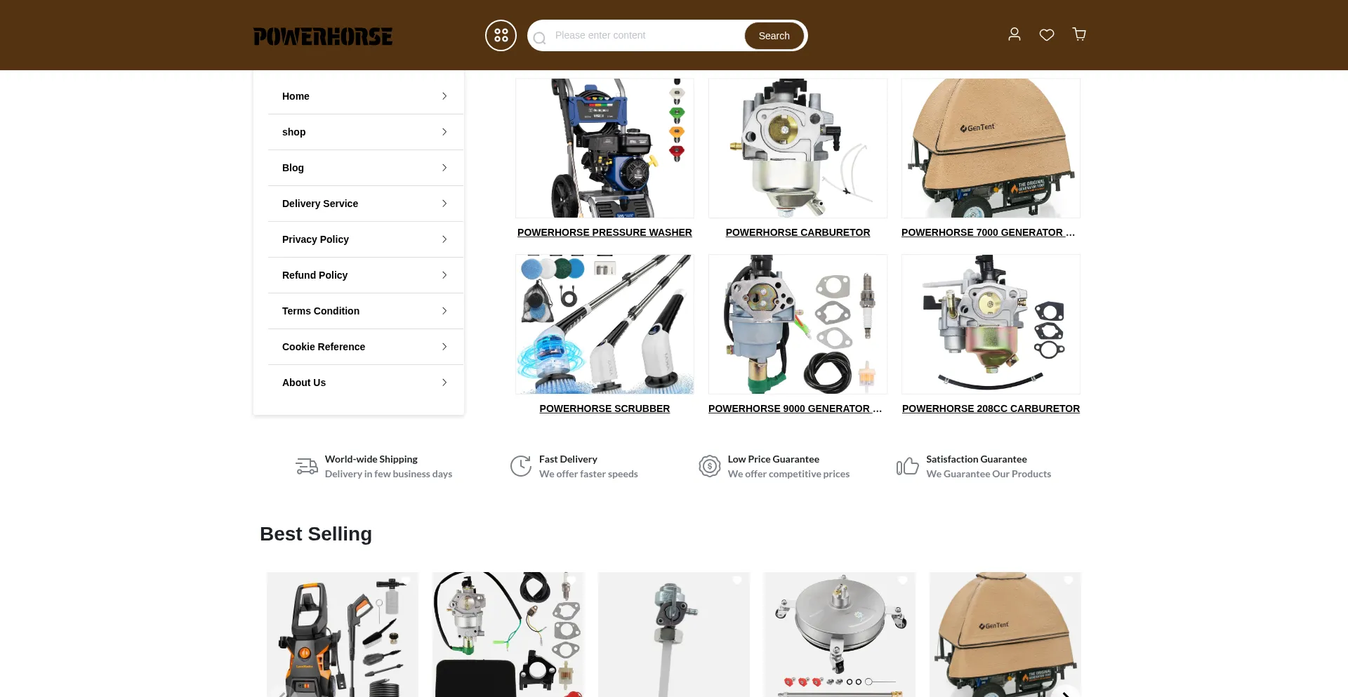 Website screenshot of Powerhorsesupplyhub.shop