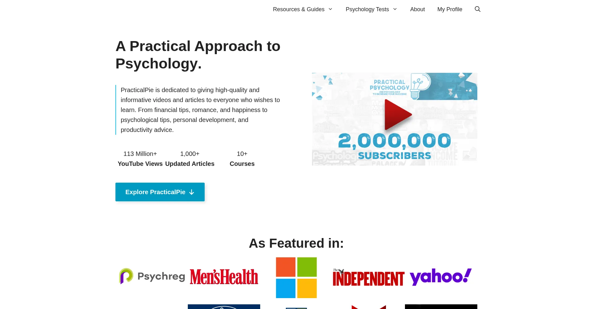 Website screenshot of Practicalpie.com