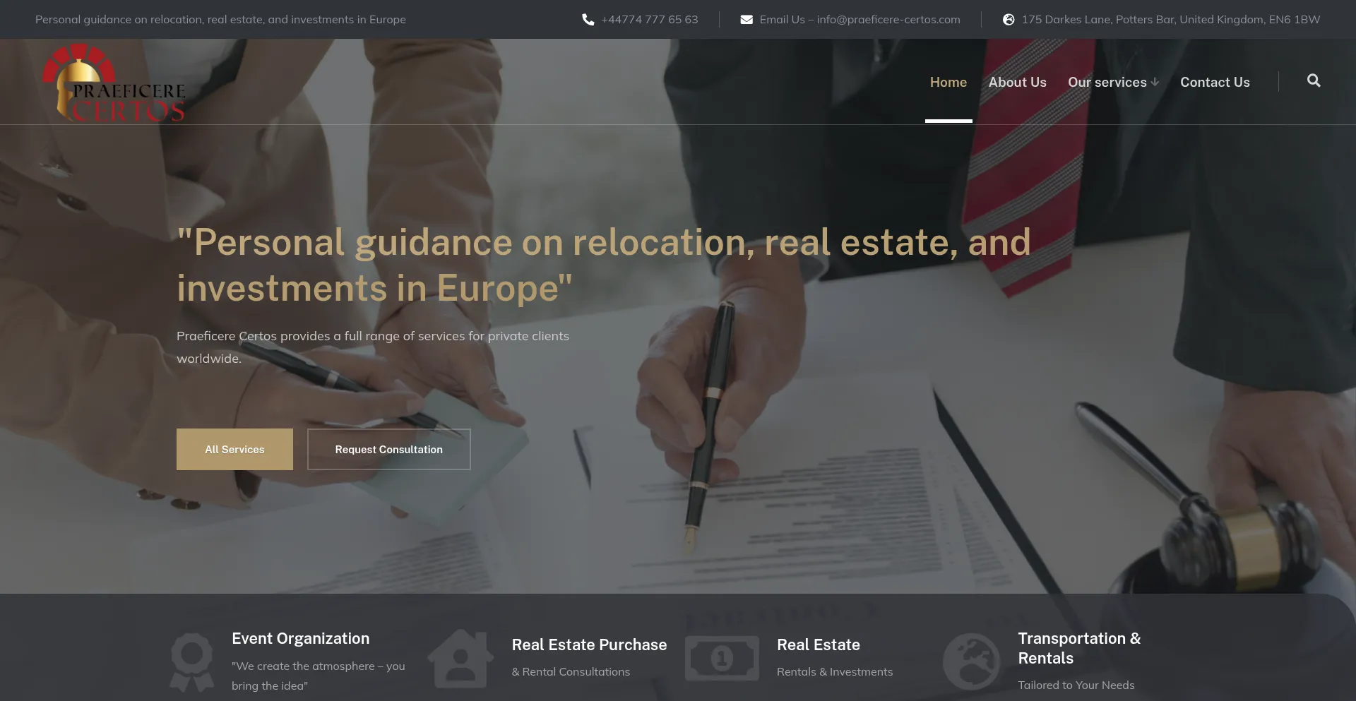 Website screenshot of Praeficere-certos.com