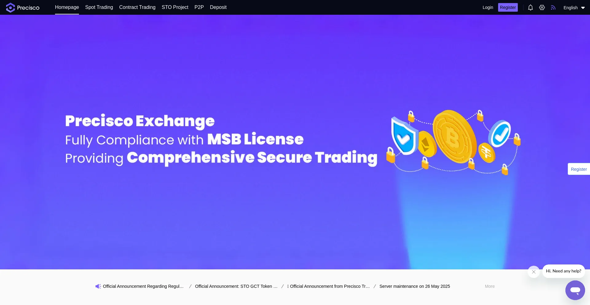 Website screenshot of Preciscotrading.com