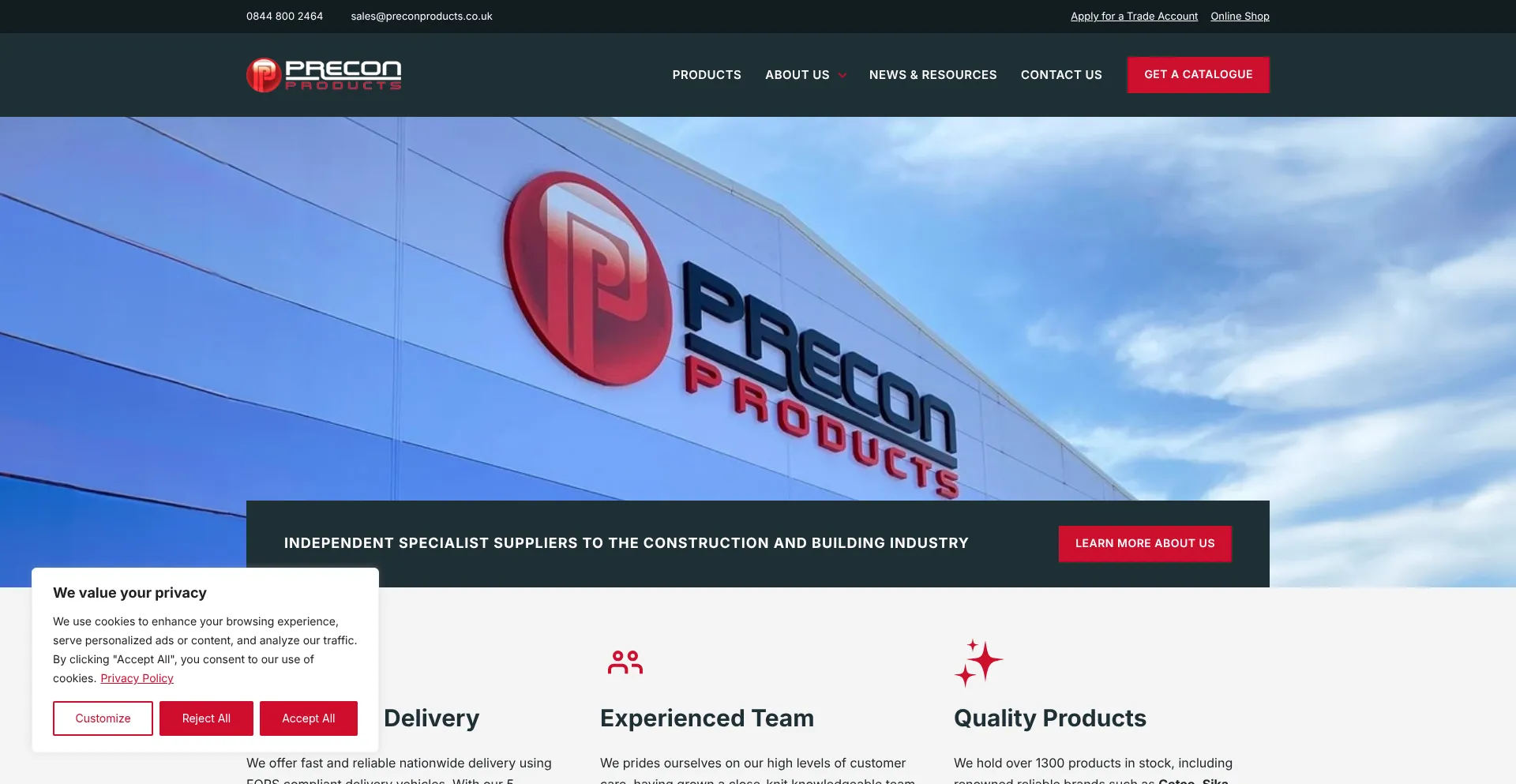 Preconproducts.co.uk Screenshot