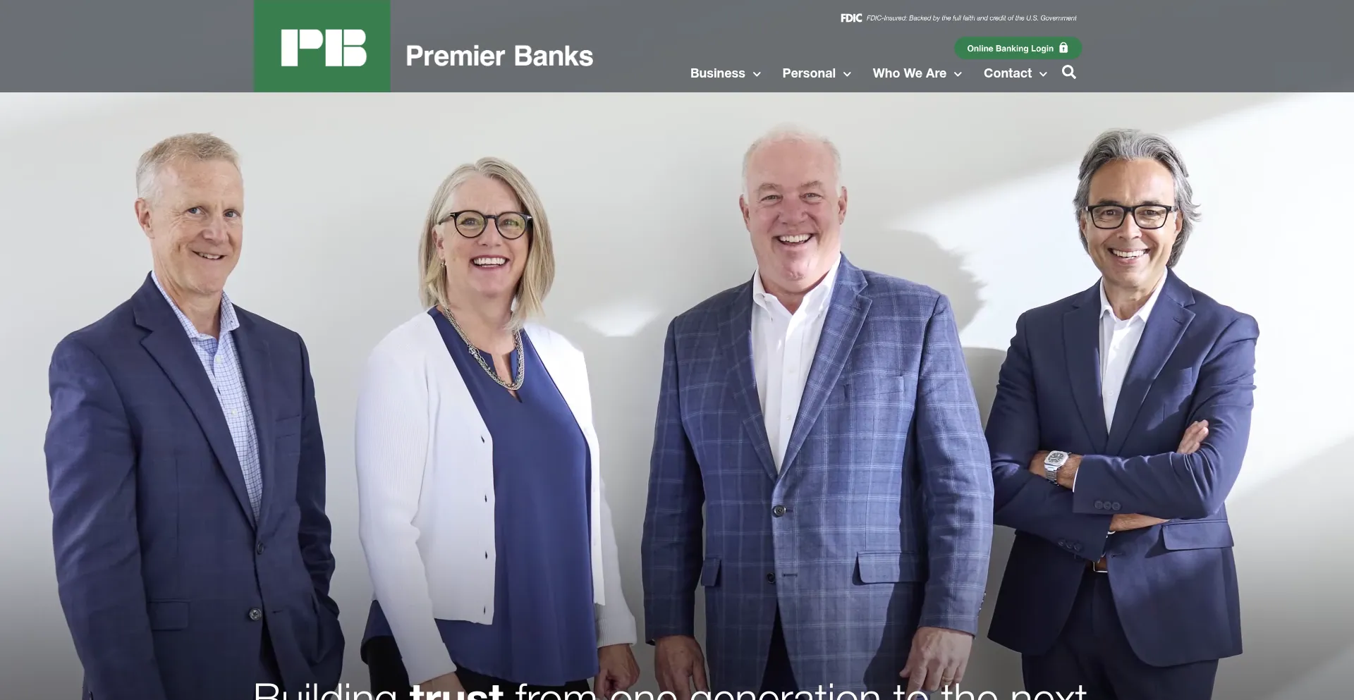 Website screenshot of Premierbanks.com