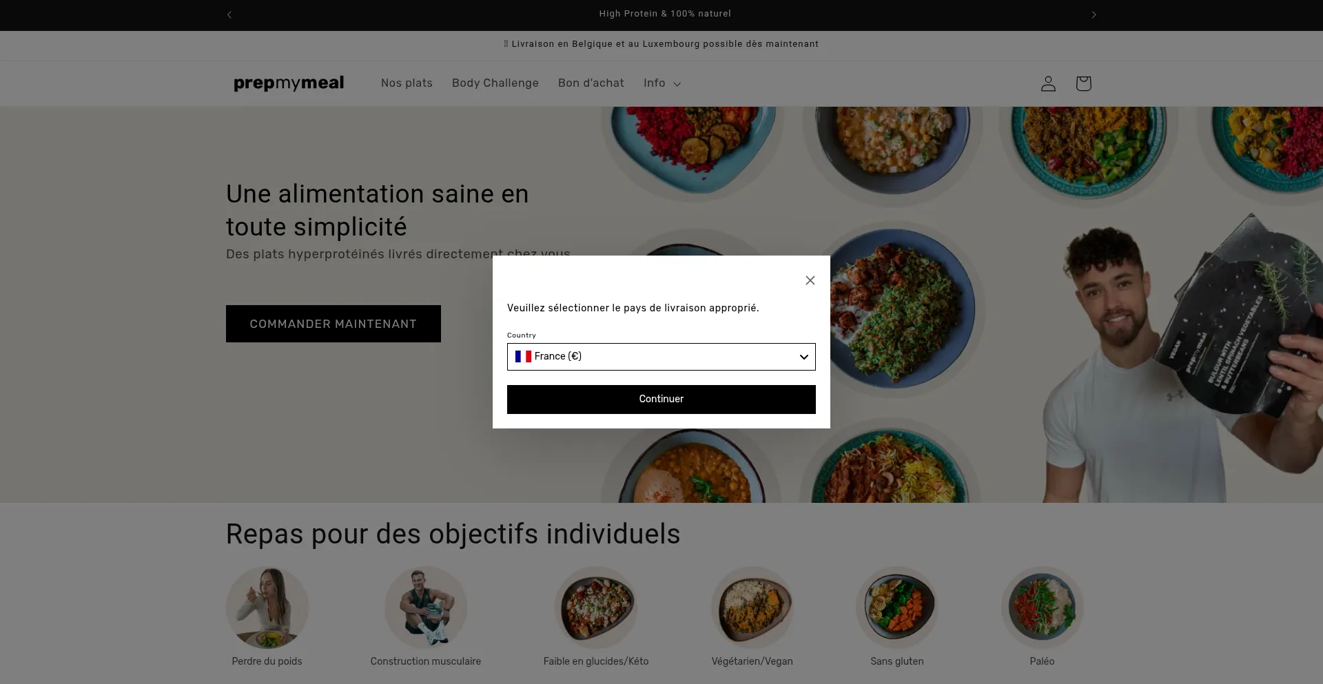 Website screenshot of Prepmymeal.fr