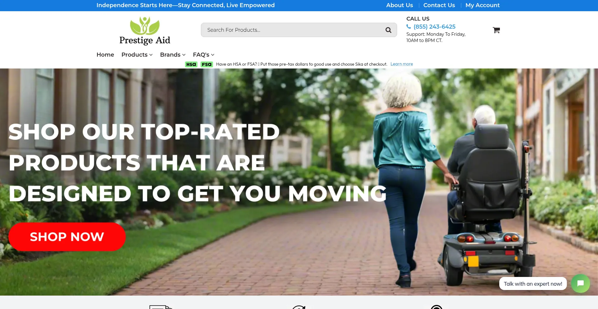 Website screenshot of Prestigeaid.com
