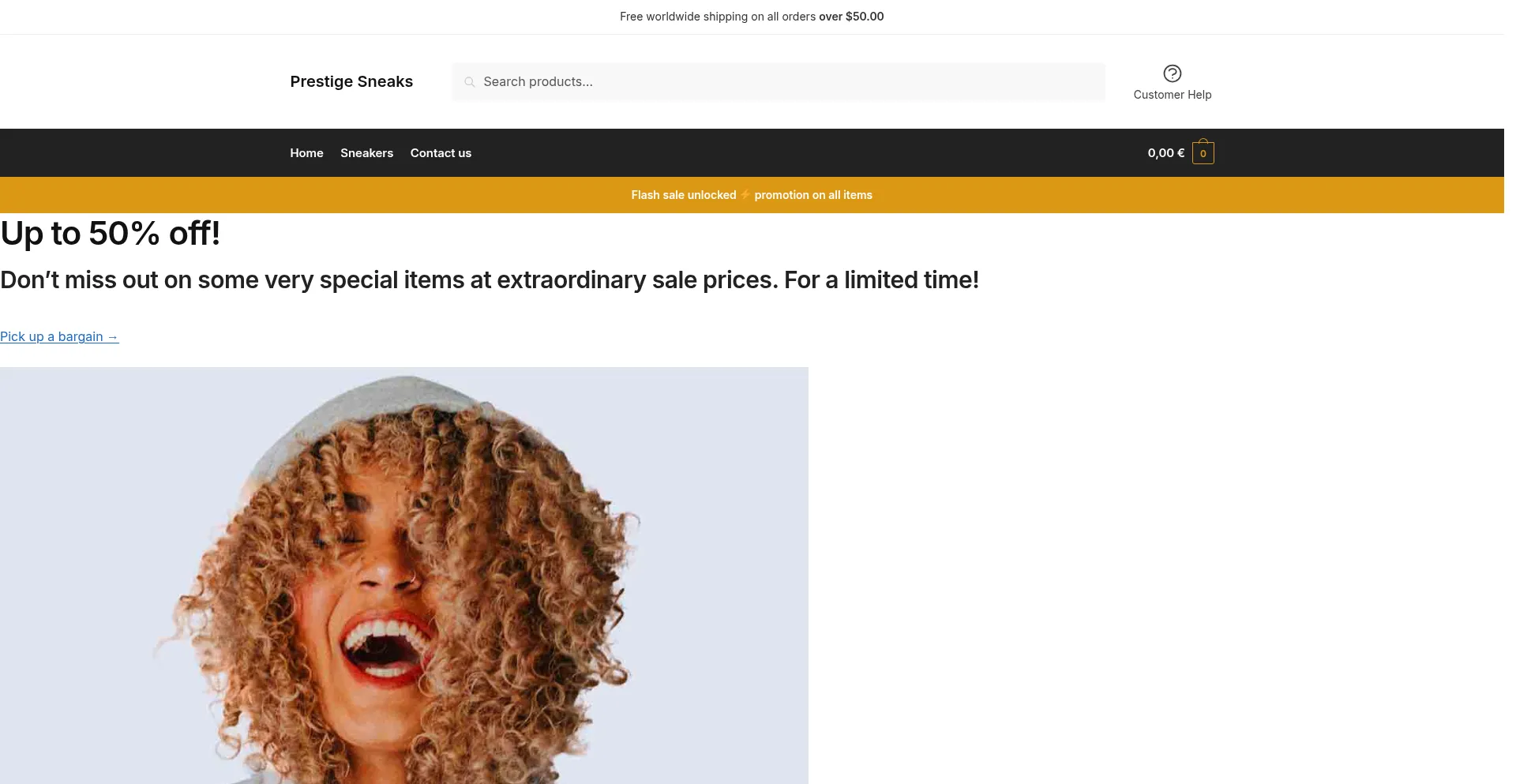Website screenshot of Prestigesneaks.com
