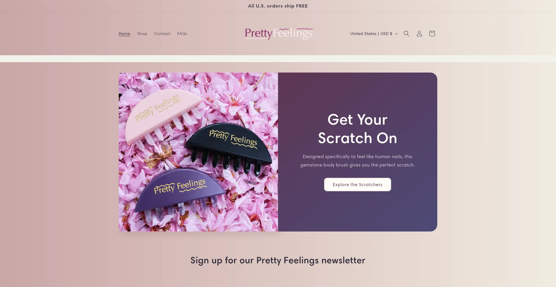 Website screenshot of Prettyfeelings.com