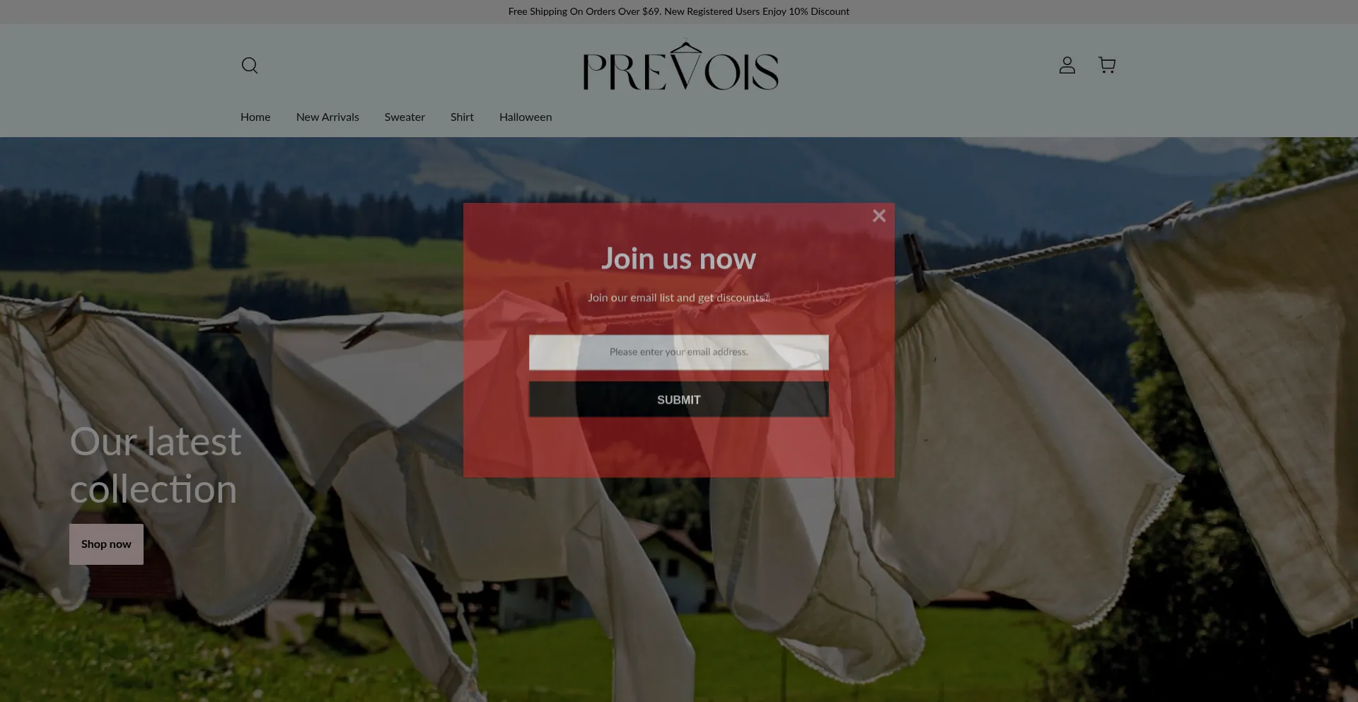 Website screenshot of Prevois.com
