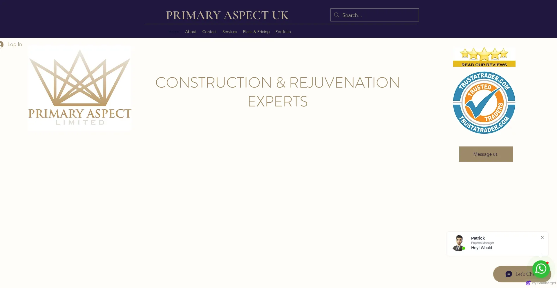 Website screenshot of Primaryaspect.co.uk