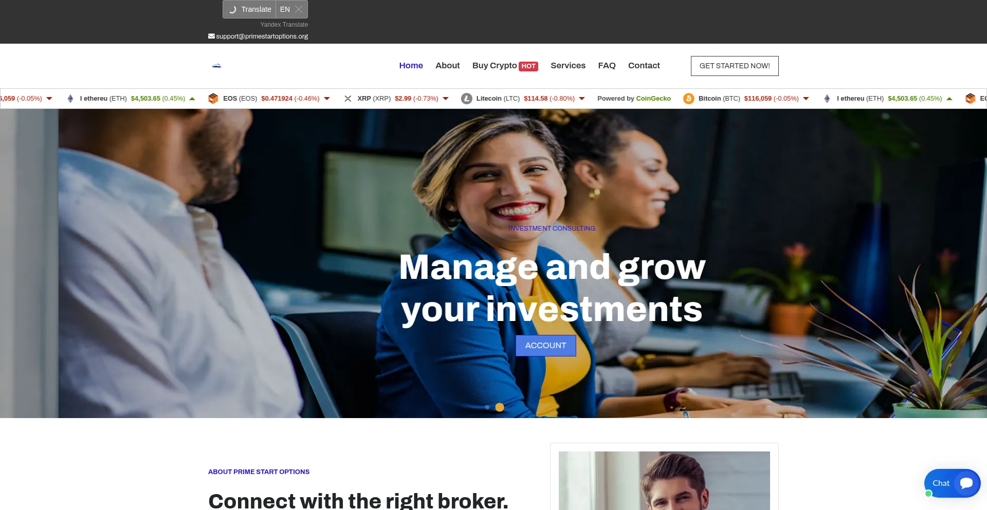 Primestartoptions.org Screenshot